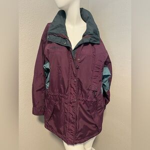 Columbia Women’s  Burgundy & Aqua LS Button - Zip Outdoor Winter Jacket Size M